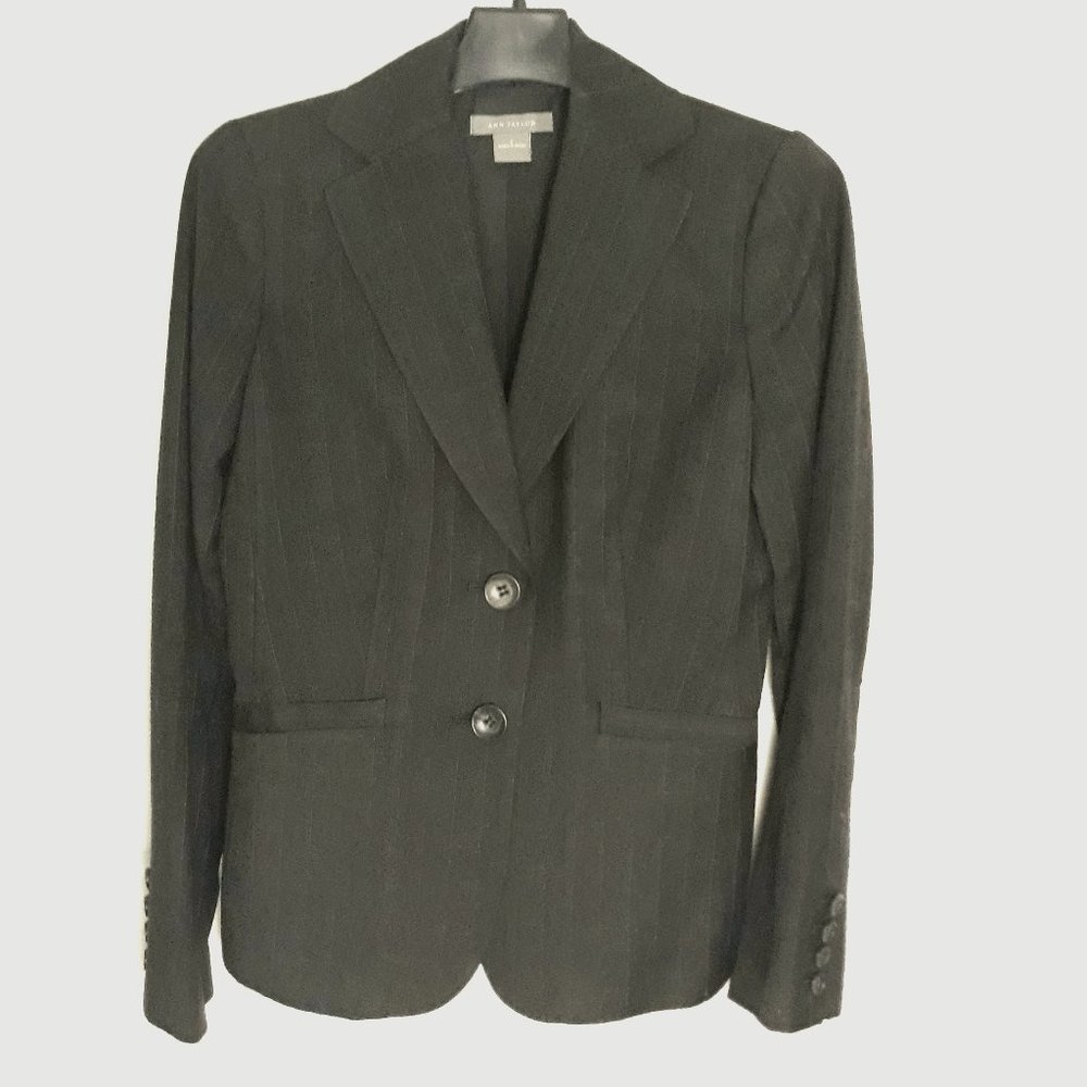 Ann Taylor 2 Button Fitted Jacket Charcoal Small